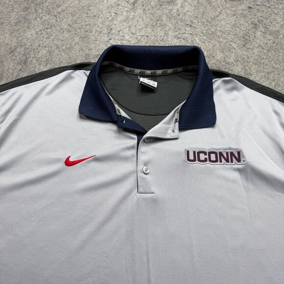 UConn Huskies Nike Polo Shirt Men 3XL White Blue Gray Colorblock Performance - Picture 1 of 13